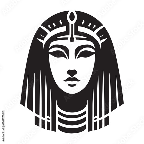Influential Cleopatra face silhouette, shaping Egypt’s history - Cleopatra illustration - Cleopatra vector - Egyptian queen silhouette - Egyptian silhouette

