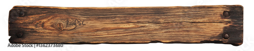 long wooden signboard, wood plank isolated on a transparent or white background, cut-out, PNG