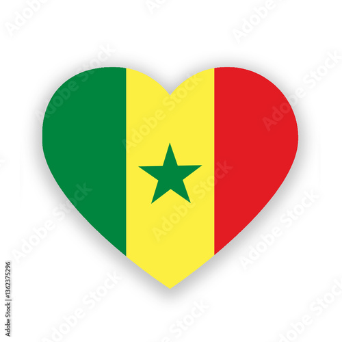 Free Download Senegal national flag in heart shape isolated on white. Illustration - GFXLoad