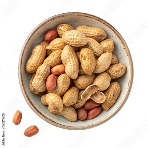 fresh peanuts in bowl with shelled and unshelled variety isolated transparent background png