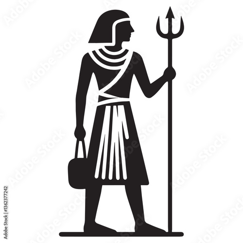 Classic Egyptian farmer silhouette, honoring generations of growers - Egyptian farmer illustration - Egyptian farmer vector - Egyptian silhouette

