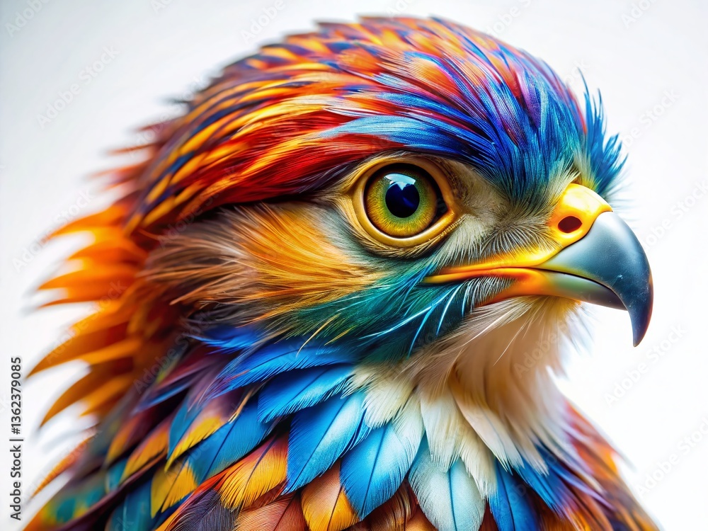 Obraz premium High-Resolution Bird Feather Closeup: Elegant White Bird with Expressive Eyes