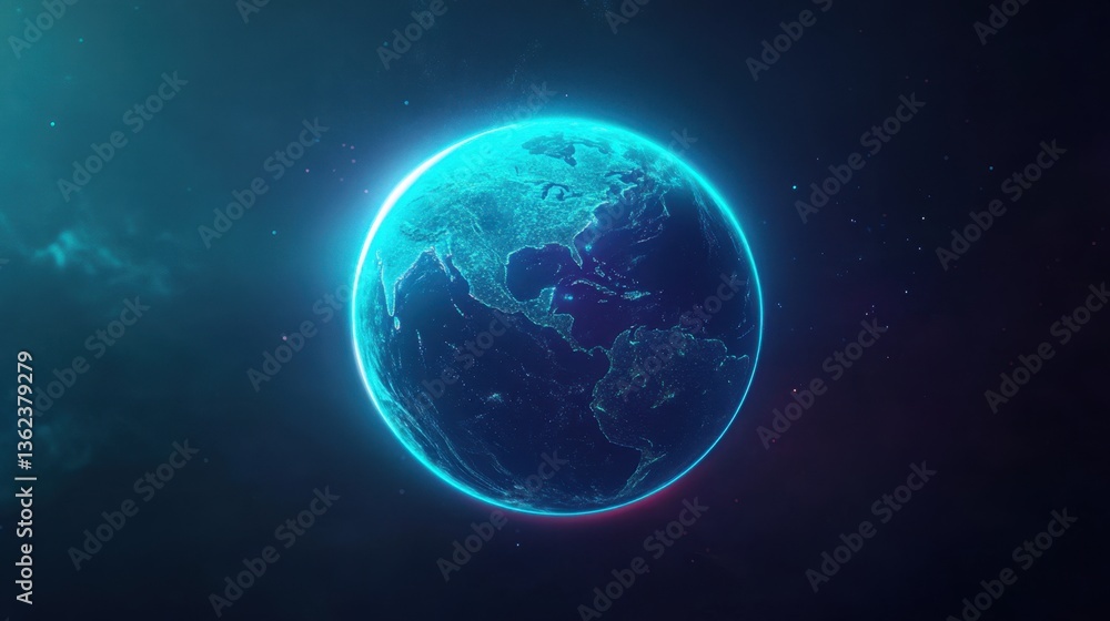 Stunning Glowing Earth from Space with Vibrant Blue and Green Colors Highlighting the Natural Features and Atmospheric Effects in Deep Cosmos Stunning Glowing Earth from Space with Vibrant Blue and Green Colors Highlighting the Natural Features and Atmospheric Effects in Deep Cosmos