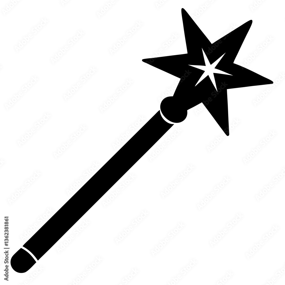 vector illustration of a magic wand with a star vector illustration of a magic wand with a star