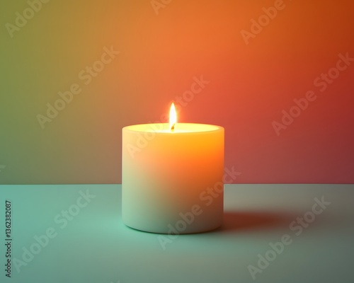 Wallpaper Mural Serene Lit Candle on Colorful Background Peaceful Atmosphere, Meditation, Relaxation Image Torontodigital.ca