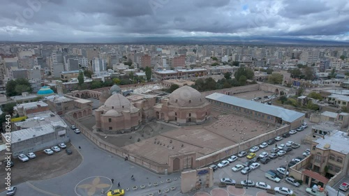 aerial view of historical sheykh safi shrine mosque in ardabil