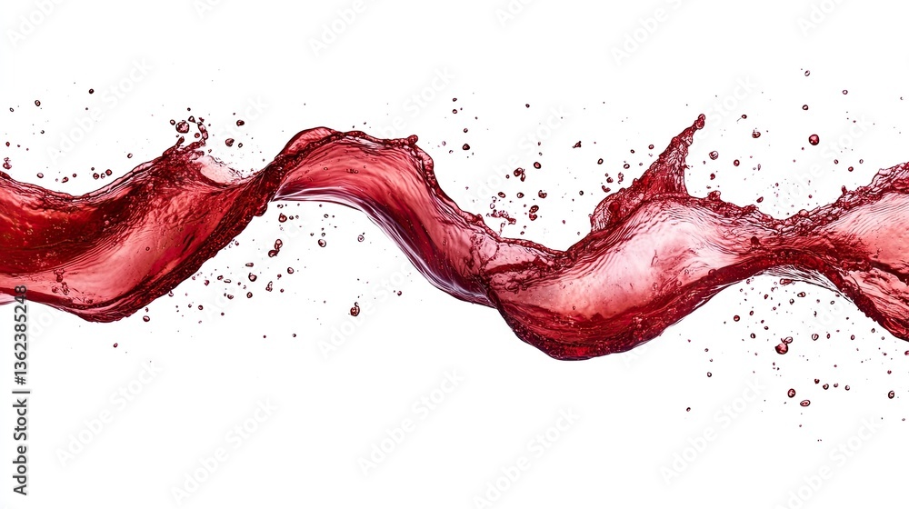 A dynamic red wine splash isolated on a white background. A dynamic red wine splash isolated on a white background.