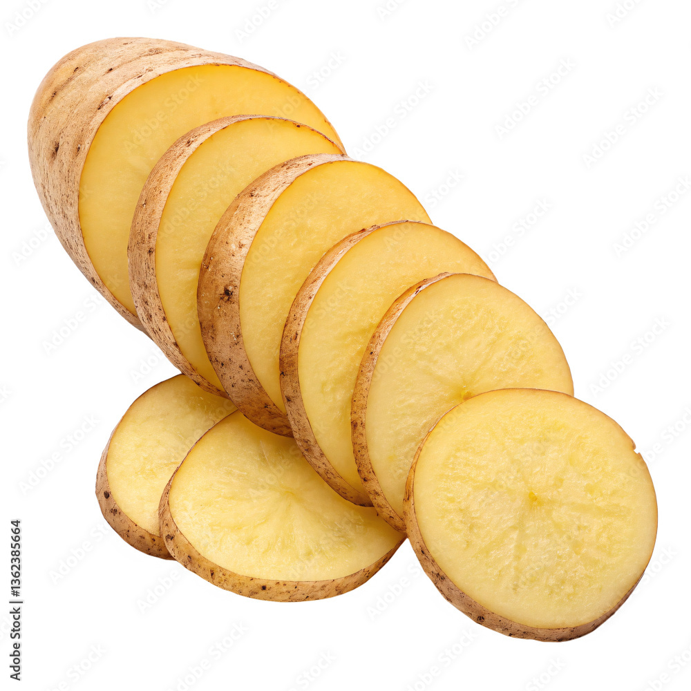 thinly sliced potato rings isolated on transparent background png, fresh yellow potato slices thinly sliced potato rings isolated on transparent background png, fresh yellow potato slices