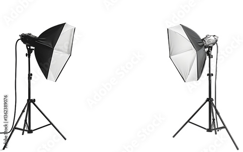 Professional Photography Studio Setup with Two Softbox Lights on Tripods