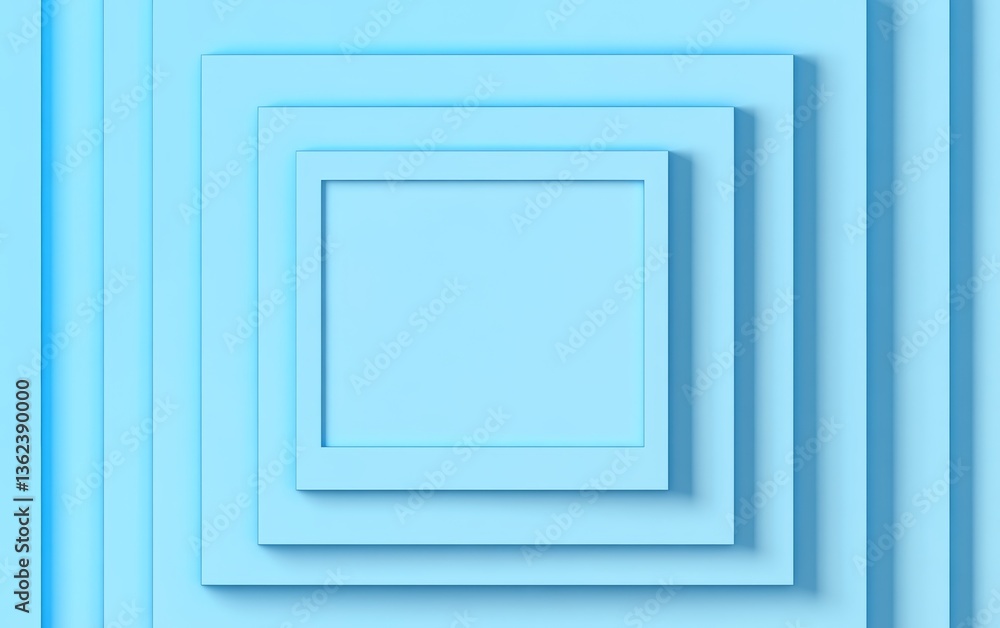 Geometric Blue Shapes with Layered Square Patterns Geometric Blue Shapes with Layered Square Patterns