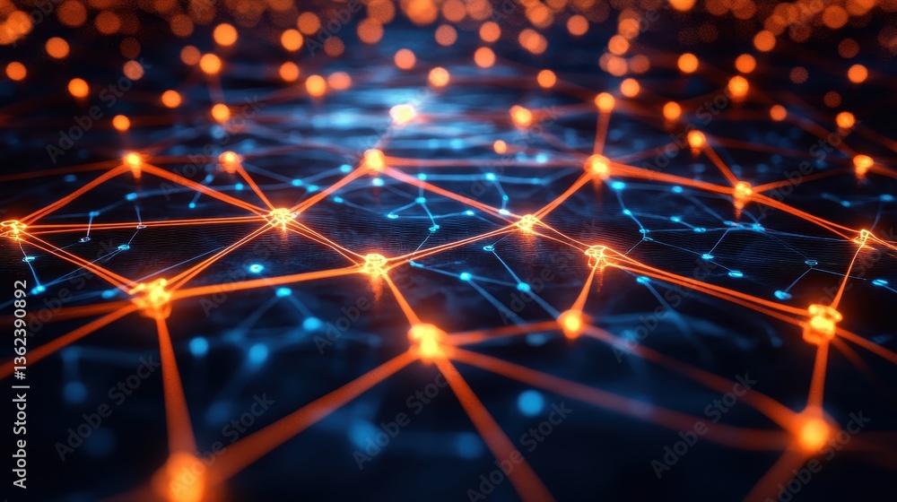 Abstract AI Metropolis with Interconnected Nodes Abstract AI Metropolis with Interconnected Nodes
