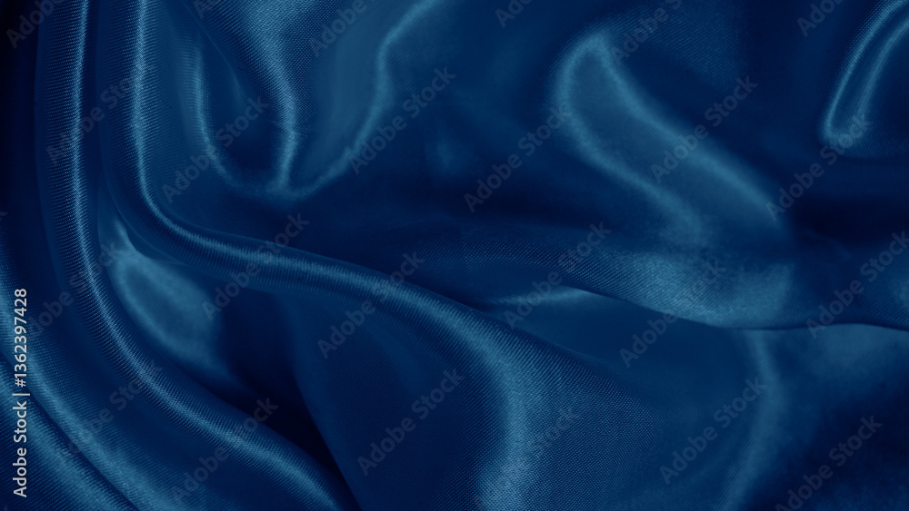 Fototapeta premium Dreamy silk texture in soft blue shades with flowing waves and delicate glow.
