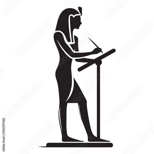 Respected Egyptian Scribe silhouette, trusted by the pharaohs - Egyptian scribe illustration - Egyptian scribe vector - Egyptian silhouette

