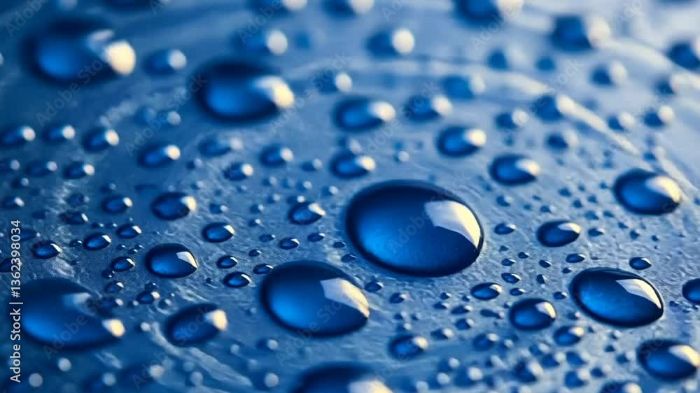 Water Droplets Create Intricate Patterns on Blue Background Surface Generative AI Water Droplets Create Intricate Patterns on Blue Background Surface Generative AI