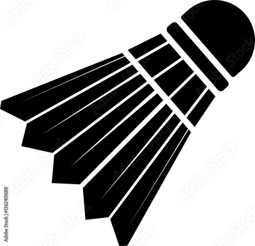 Feather Badminton Shuttlecock. Black silhouette of shuttlecock. Flat graphic illustration. Vector