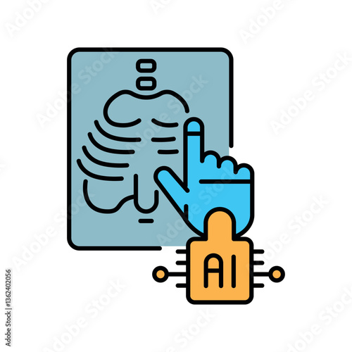medical image analysis black line icon for digital and print projects.