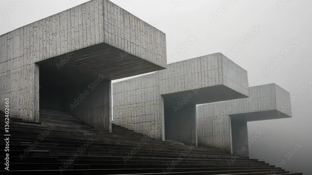 Concrete Structures in Misty Atmosphere: Architectural Photography Concrete Structures in Misty Atmosphere: Architectural Photography