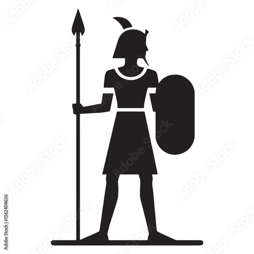 Fearless Egyptian soldier silhouette, a guardian of the ancient kingdom - Egyptian soldier illustration - Egyptian soldier vector - Egyptian silhouette

