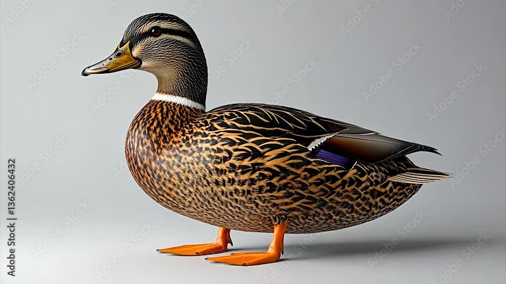 Realistic depiction of a mallard duck with detailed feather patterns Realistic depiction of a mallard duck with detailed feather patterns