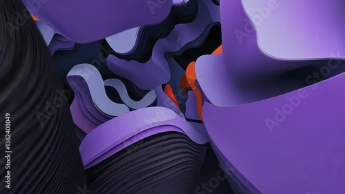 Abstract 3D Forms - Deep Purple & Orange
