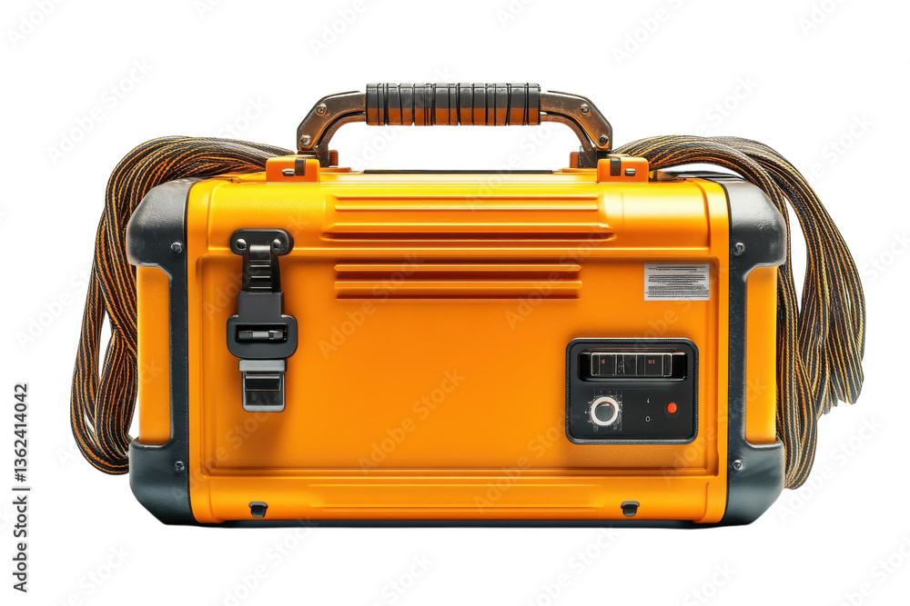 A Rugged Portable Power Station, Ready For Adventure, Boasts A Vibrant Orange Casing And Durable Black Accents, Promising Reliable Energy On The Go Isolated on Transparent Background A Rugged Portable Power Station, Ready For Adventure, Boasts A Vibrant Orange Casing And Durable Black Accents, Promising Reliable Energy On The Go Isolated on Transparent Background