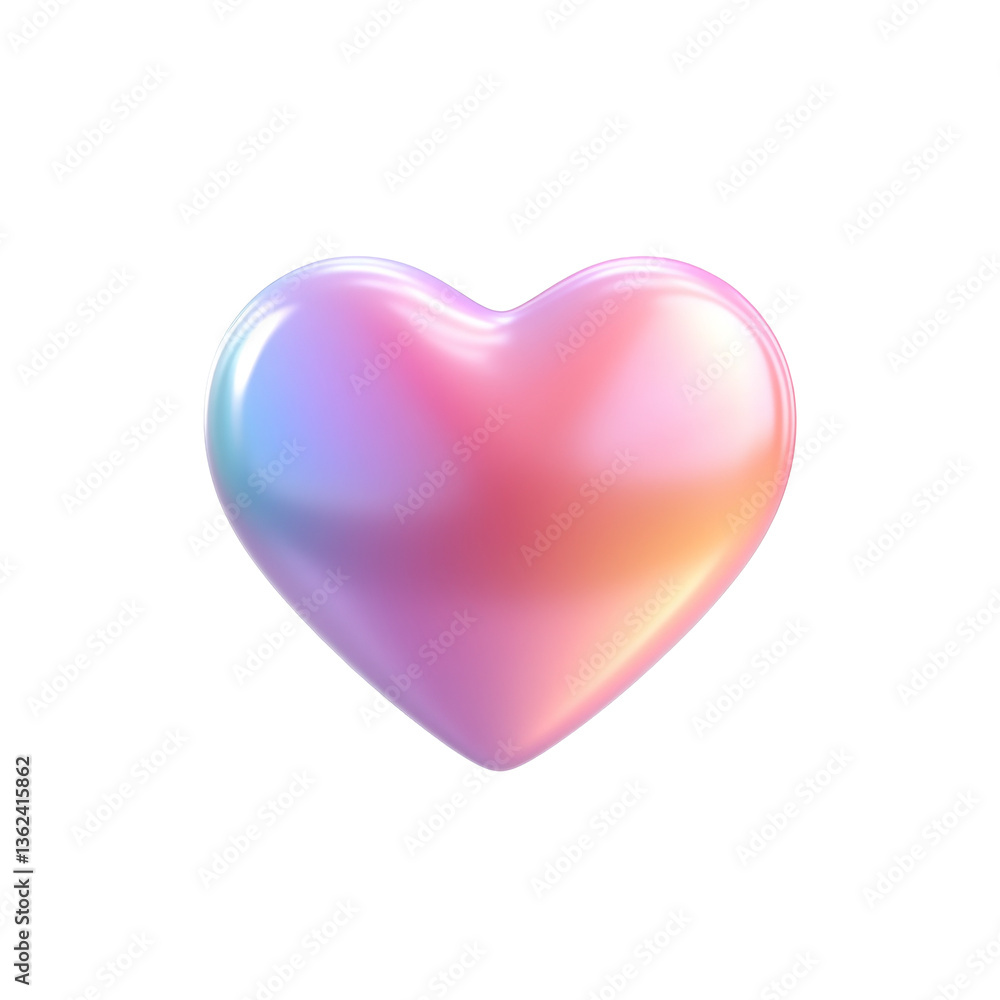 Glossy heart shape with gradient colors floating in minimalist display Glossy heart shape with gradient colors floating in minimalist display