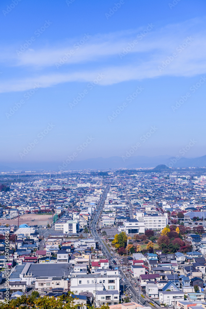 Naklejka premium 将棋の町 天童を展望 