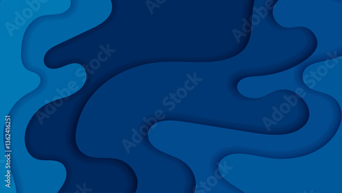 multi colored blue wavy papercut with overlap layers background