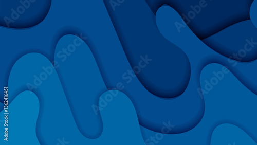 multi colored blue wavy papercut with overlap layers background