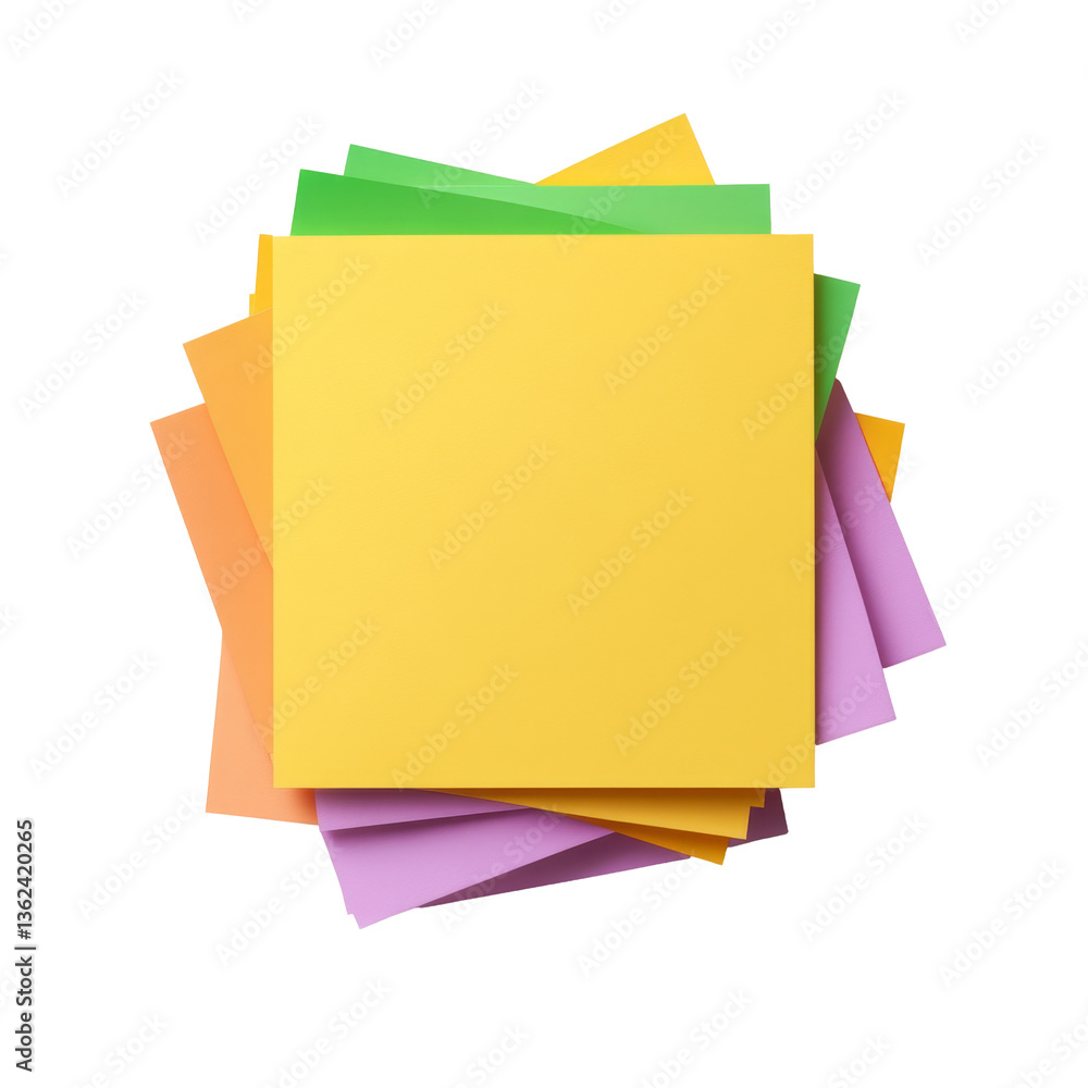 Colorful stack of square papers in various bright tones for craft or office use Colorful stack of square papers in various bright tones for craft or office use