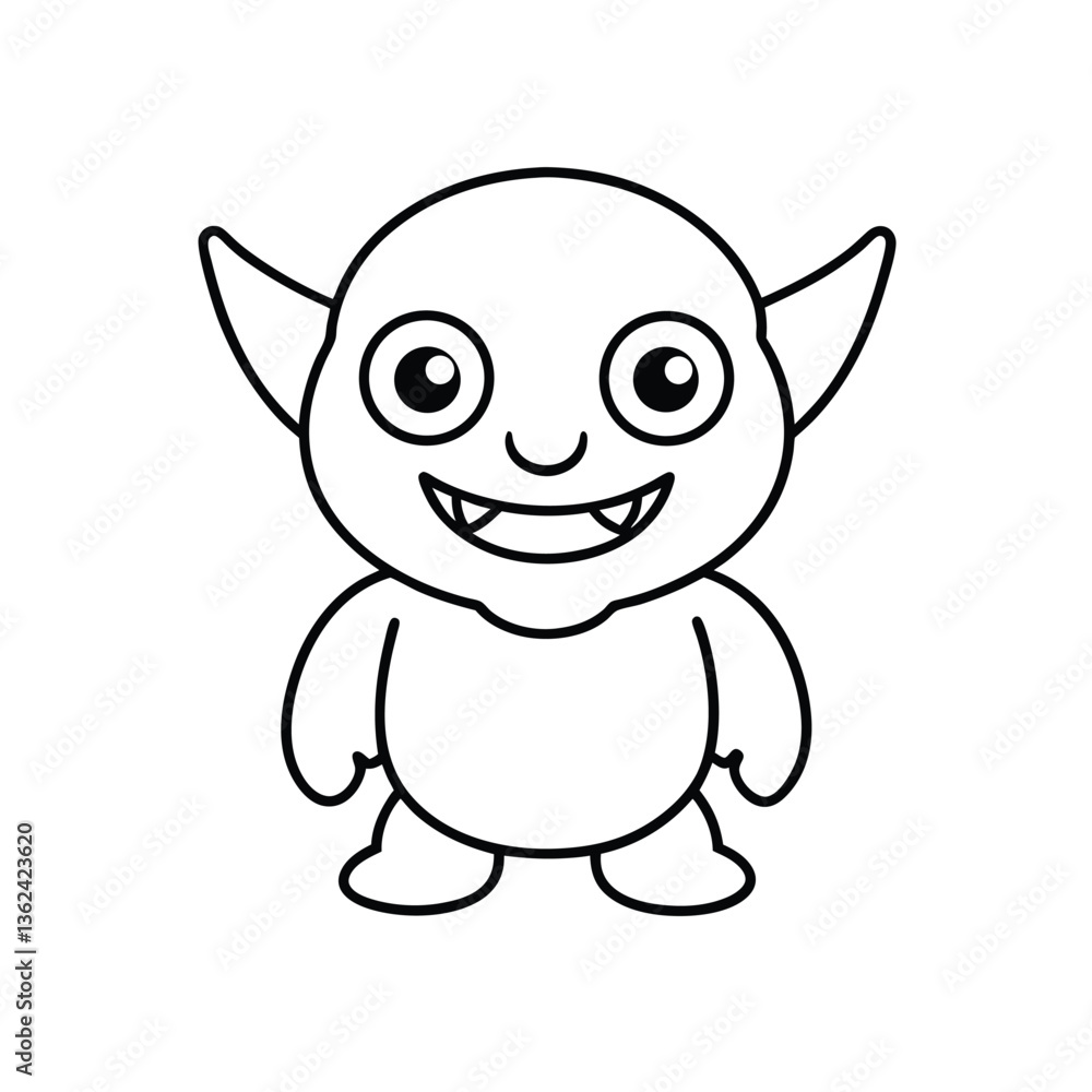 Fantasy Goblin Silhouette Outline High-Quality Vector Line Art Design Fantasy Goblin Silhouette Outline High-Quality Vector Line Art Design