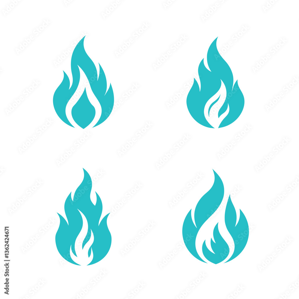 Set of Cyan Fire Flame Logo Sign Vector Illustration for Logos, Promotions, Websites, Marketing, Games, Packaging, Branding, Sports, Energy and BBQ Set of Cyan Fire Flame Logo Sign Vector Illustration for Logos, Promotions, Websites, Marketing, Games, Packaging, Branding, Sports, Energy and BBQ