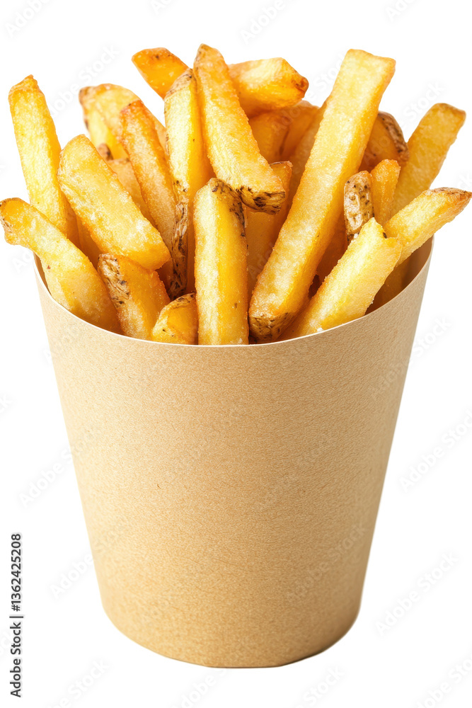 Isolated French Fries in a Brown Paper Cup Isolated French Fries in a Brown Paper Cup