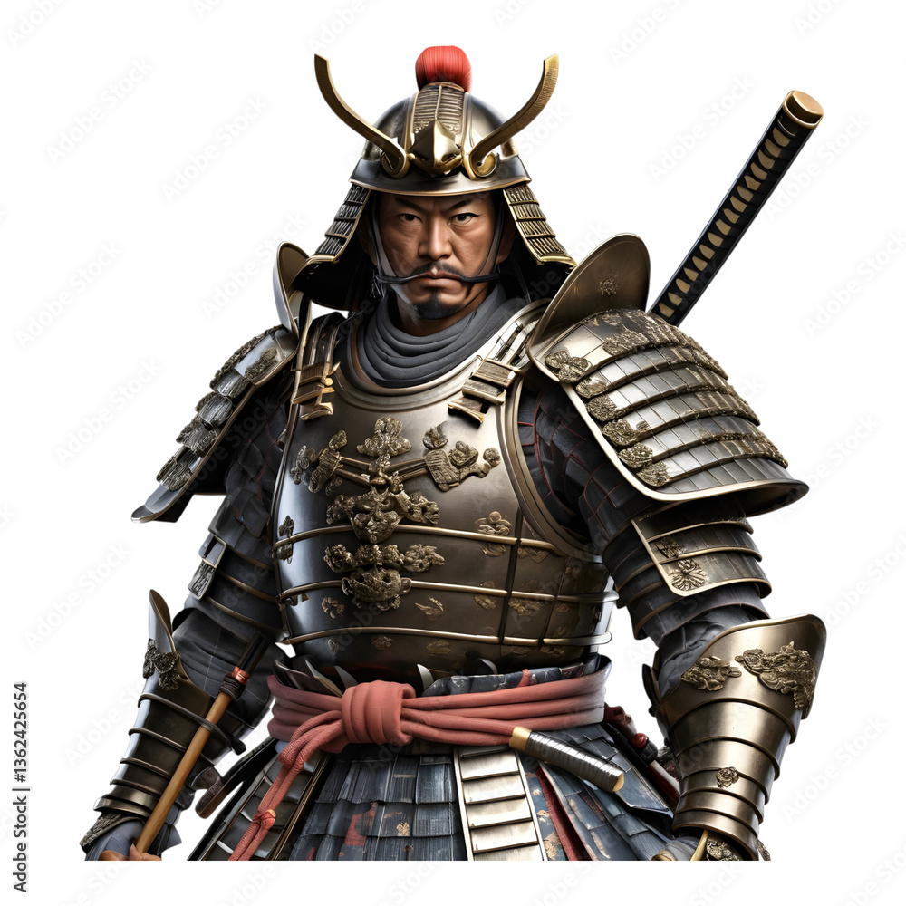 Fototapeta premium Fearsome samurai warrior in full battle armor