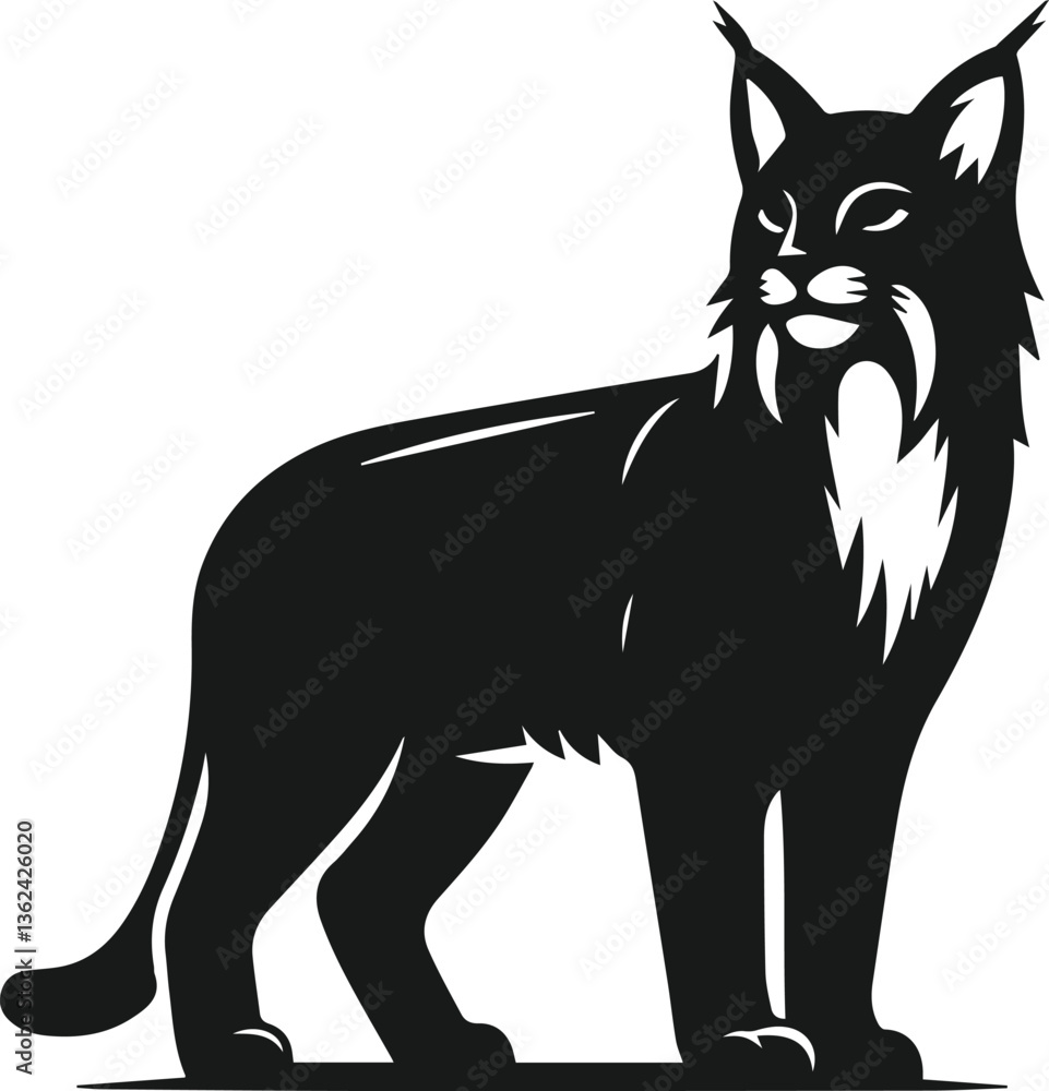 Naklejka premium Bobcat animal silhouette vector