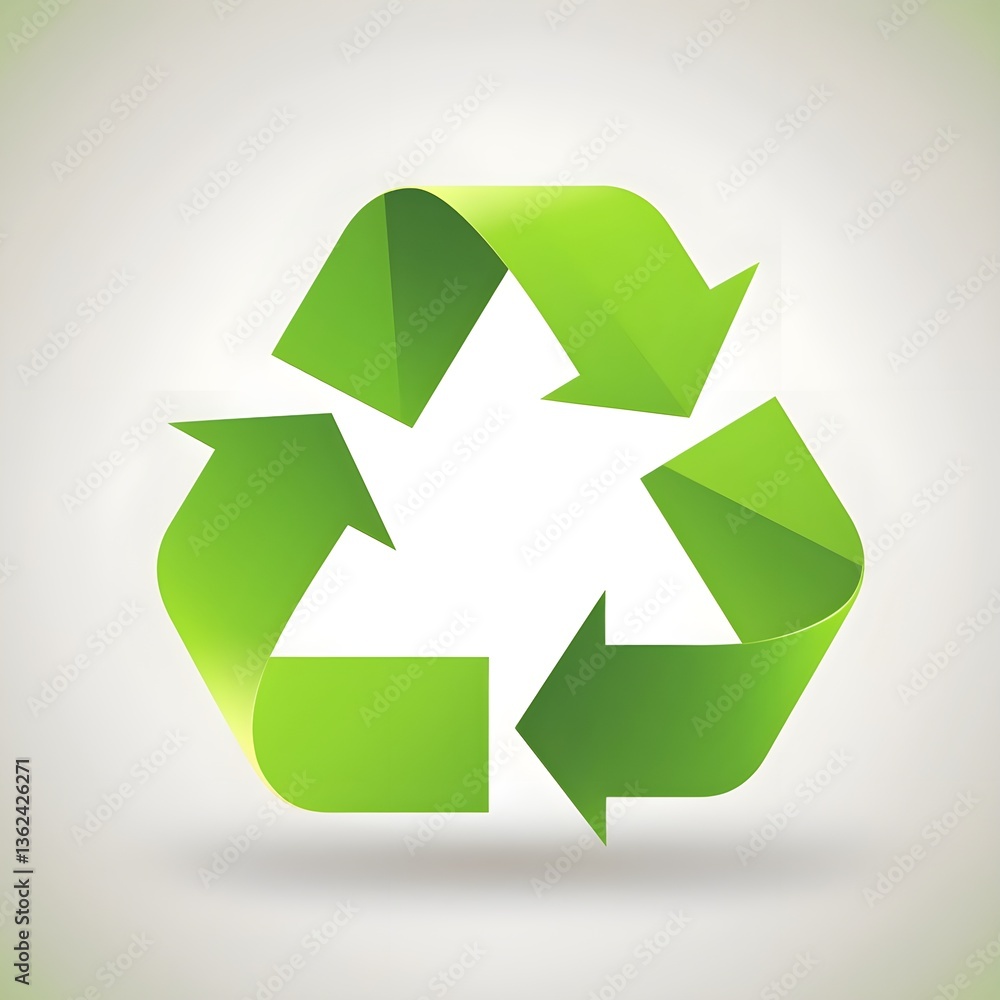 Fototapeta premium Green Recycling Symbol Vector Icon | Sustainability, Eco, Zero Waste, Flat Minimal Design