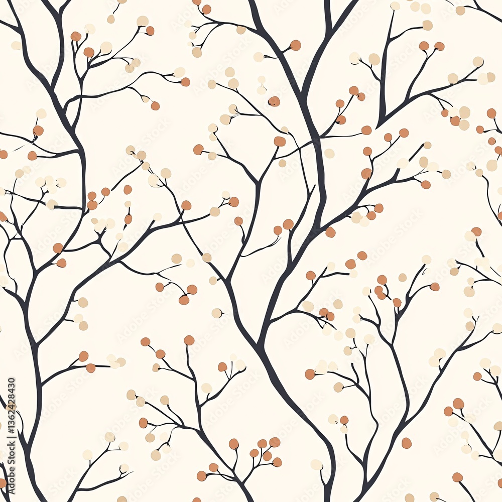 Fototapeta premium Serene Harmony of Soft Curved Branches with Buds