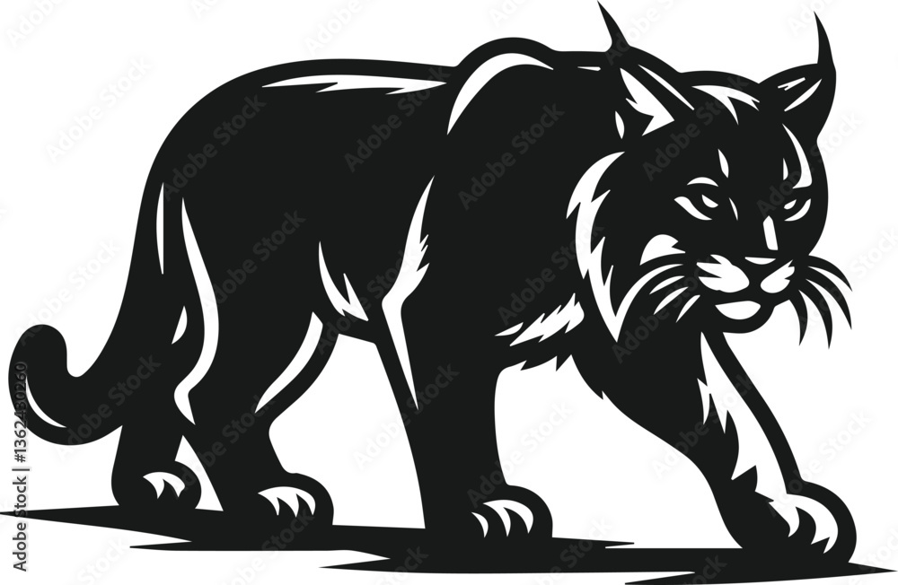 Naklejka premium Bobcat animal silhouette vector