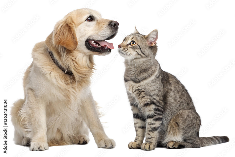 Dog and cat Isolated on transparent background, 3d rendering - generated by ai Dog and cat Isolated on transparent background, 3d rendering - generated by ai