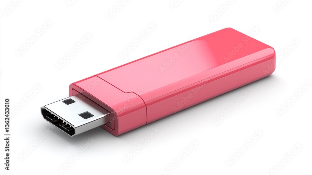 Pink USB Flash Drive: High-Resolution 3D Render of a Stylish Data Storage Device