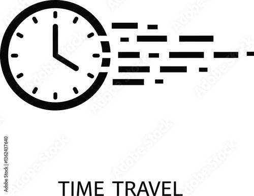 Vector Time Travel Concept, Clock with Motion Effect.