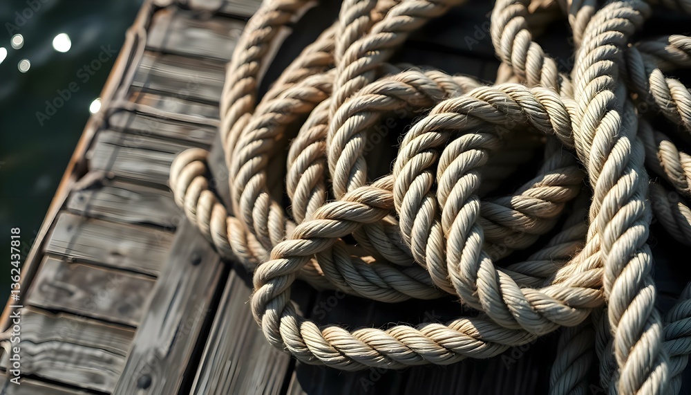 Obraz premium a close up of a rope on a boat