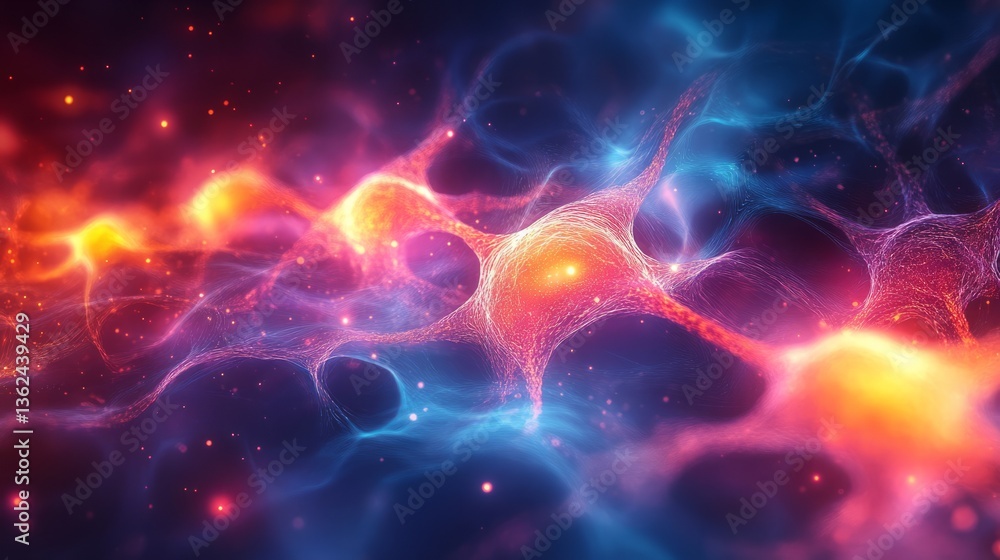 Abstract neural pathways glowing brightly with dynamic energy, set against a smooth, fluid background of soft colors Abstract neural pathways glowing brightly with dynamic energy, set against a smooth, fluid background of soft colors