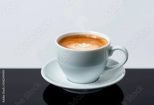 Wallpaper Mural Sleek white coffee cup, steaming espresso, minimalist design, photography, visual Torontodigital.ca