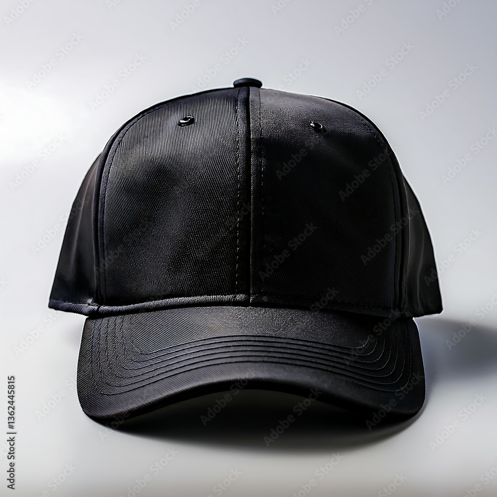 Minimalist Black Baseball Cap on Studio Background Minimalist Black Baseball Cap on Studio Background