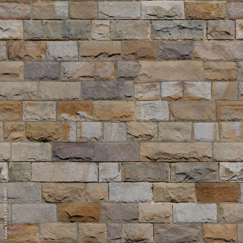 Seamless stone texture of large weathered rockface sandstone blocks retaining wall