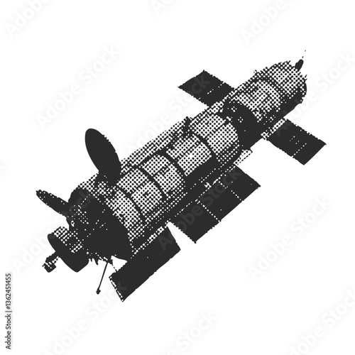 satellite halftone grunge vector design element