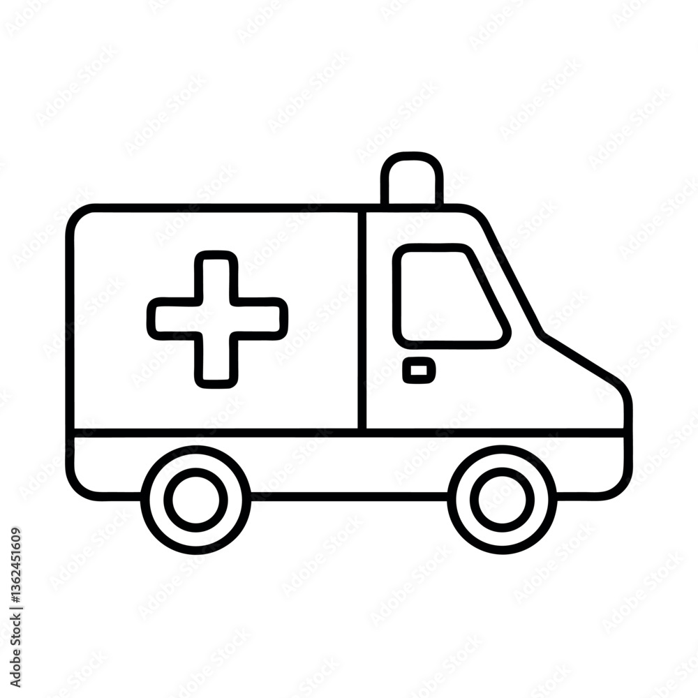 Simple line art illustration of an ambulance. Simple line art illustration of an ambulance.