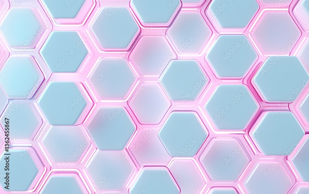 Abstract Hexagonal Pattern with Soft Pink Light Abstract Hexagonal Pattern with Soft Pink Light