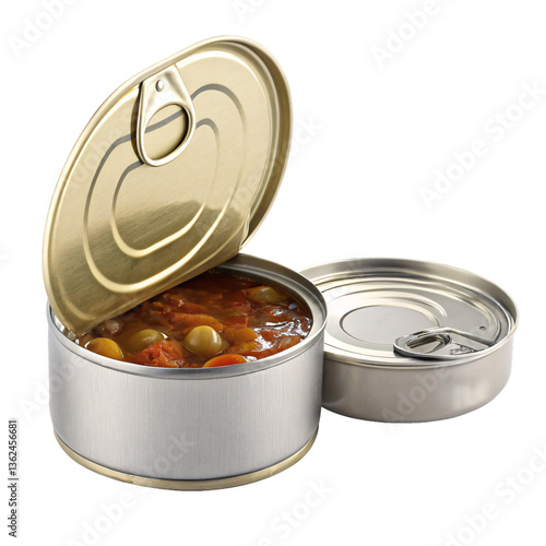 canned vegetable stew isolated on transparent background png, fresh and convenient canned food